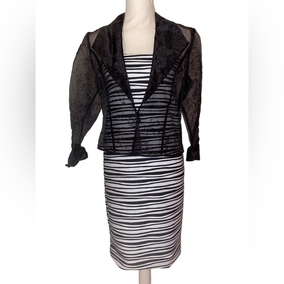 Hot Gal Brand Ladies Vintage Pencil Skirt in BLK/WHT Stripes in Size LARGE - Picture 2 of 5